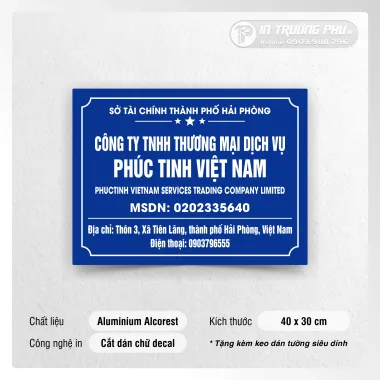 Biển công ty - Aluminum Cắt Chữ Dán