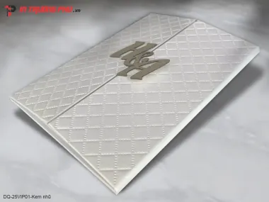Thiệp Cưới Cao Cấp DQ-25VIP01 - Kem nhũ