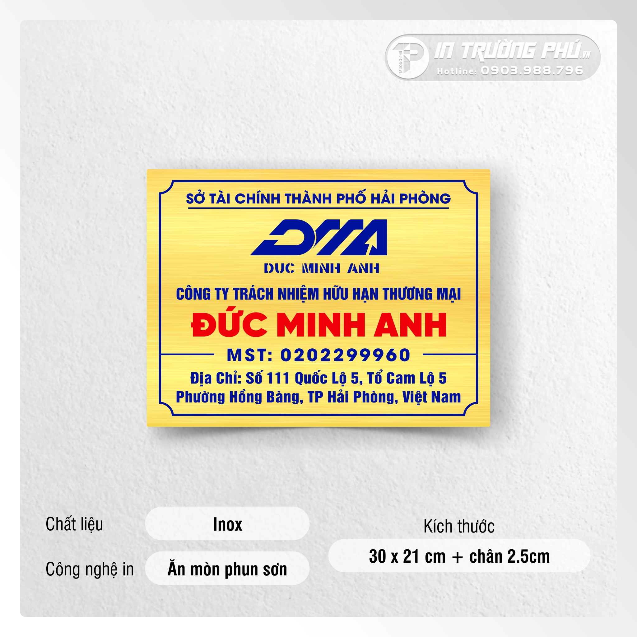 Biển Công Ty - Inox Ăn Mòn Phun Sơn