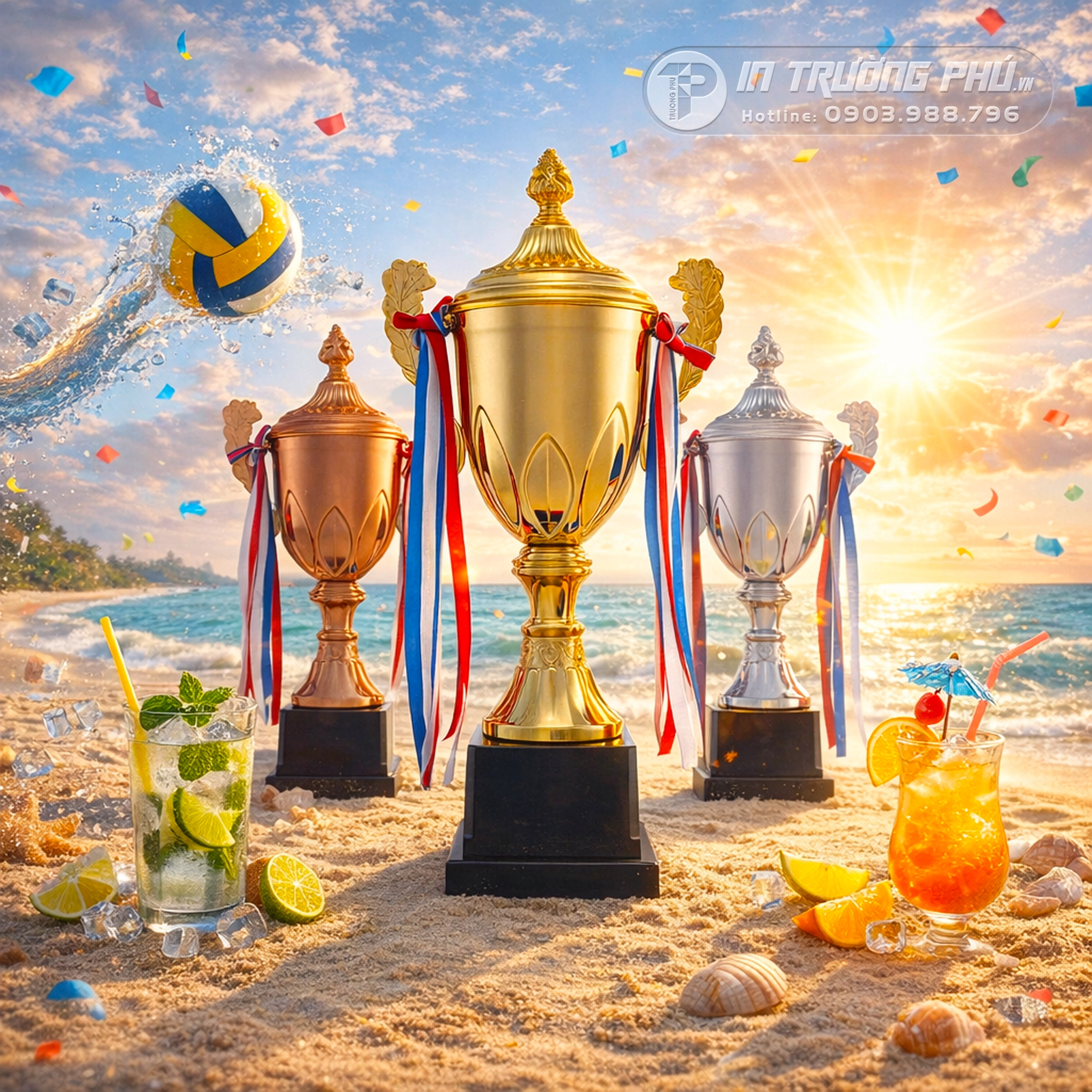 C&uacute;p thể thao - In Trường Ph&uacute; - C&uacute;p Vinh Danh - Qu&agrave; Tặng &Yacute; Nghĩa - Trao Giải Lưu Niệm