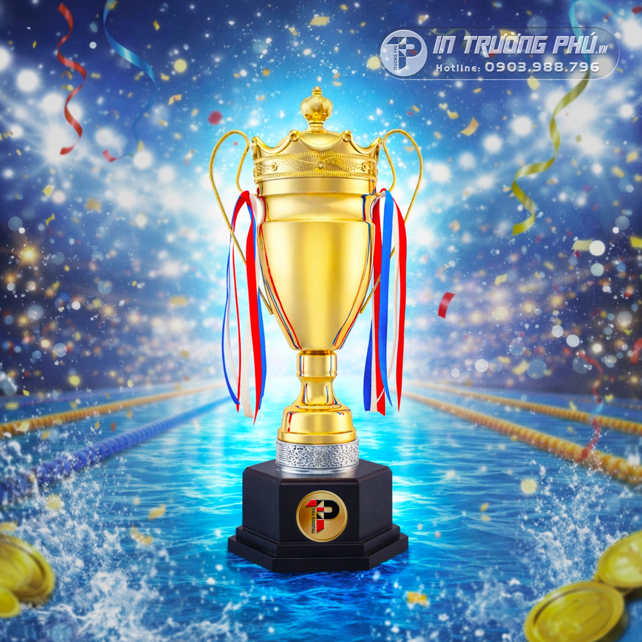 C&uacute;p thể thao - In Trường Ph&uacute; - C&uacute;p Vinh Danh - Qu&agrave; Tặng &Yacute; Nghĩa - Trao Giải Lưu Niệm