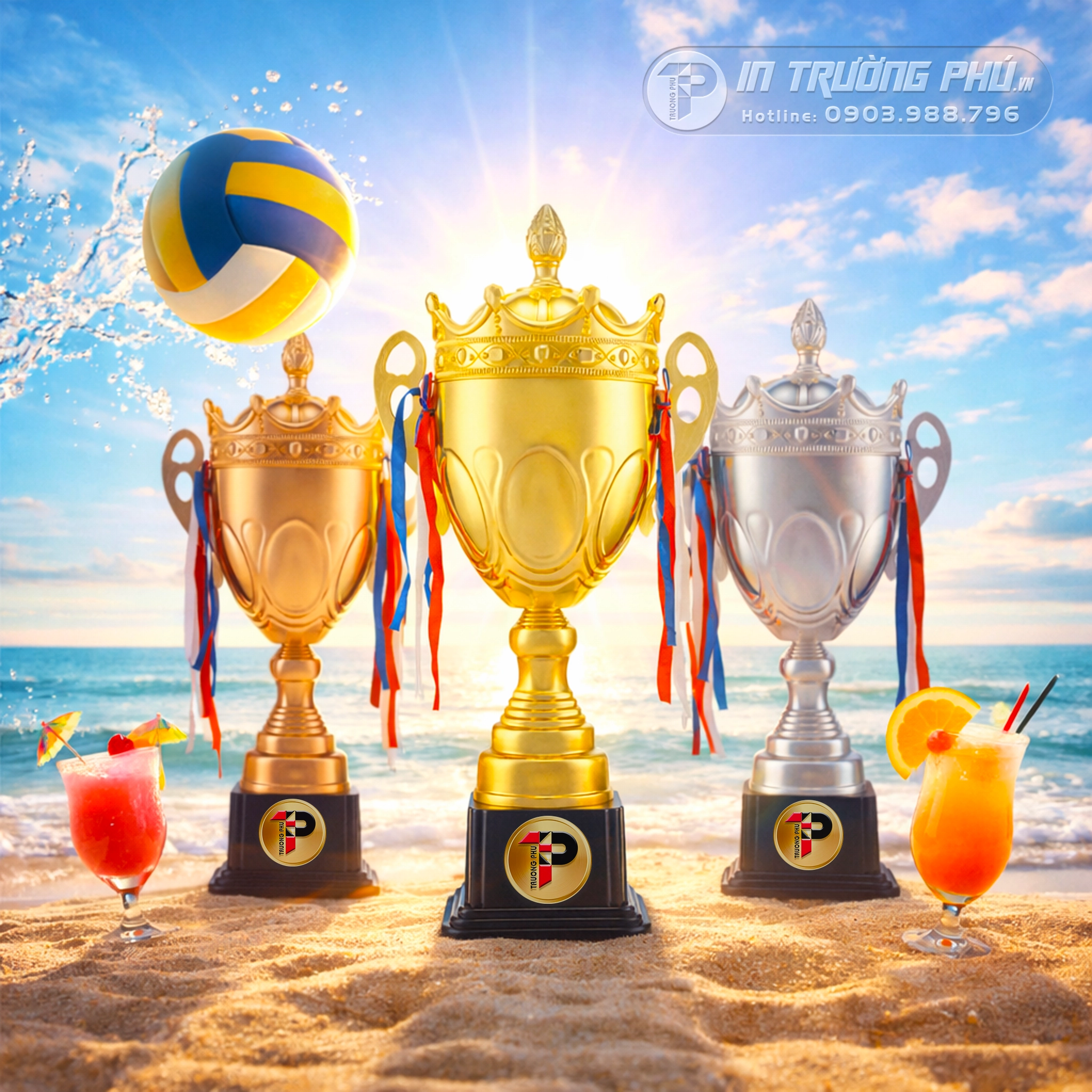 C&uacute;p thể thao - In Trường Ph&uacute; - C&uacute;p Vinh Danh - Qu&agrave; Tặng &Yacute; Nghĩa - Trao Giải Lưu Niệm