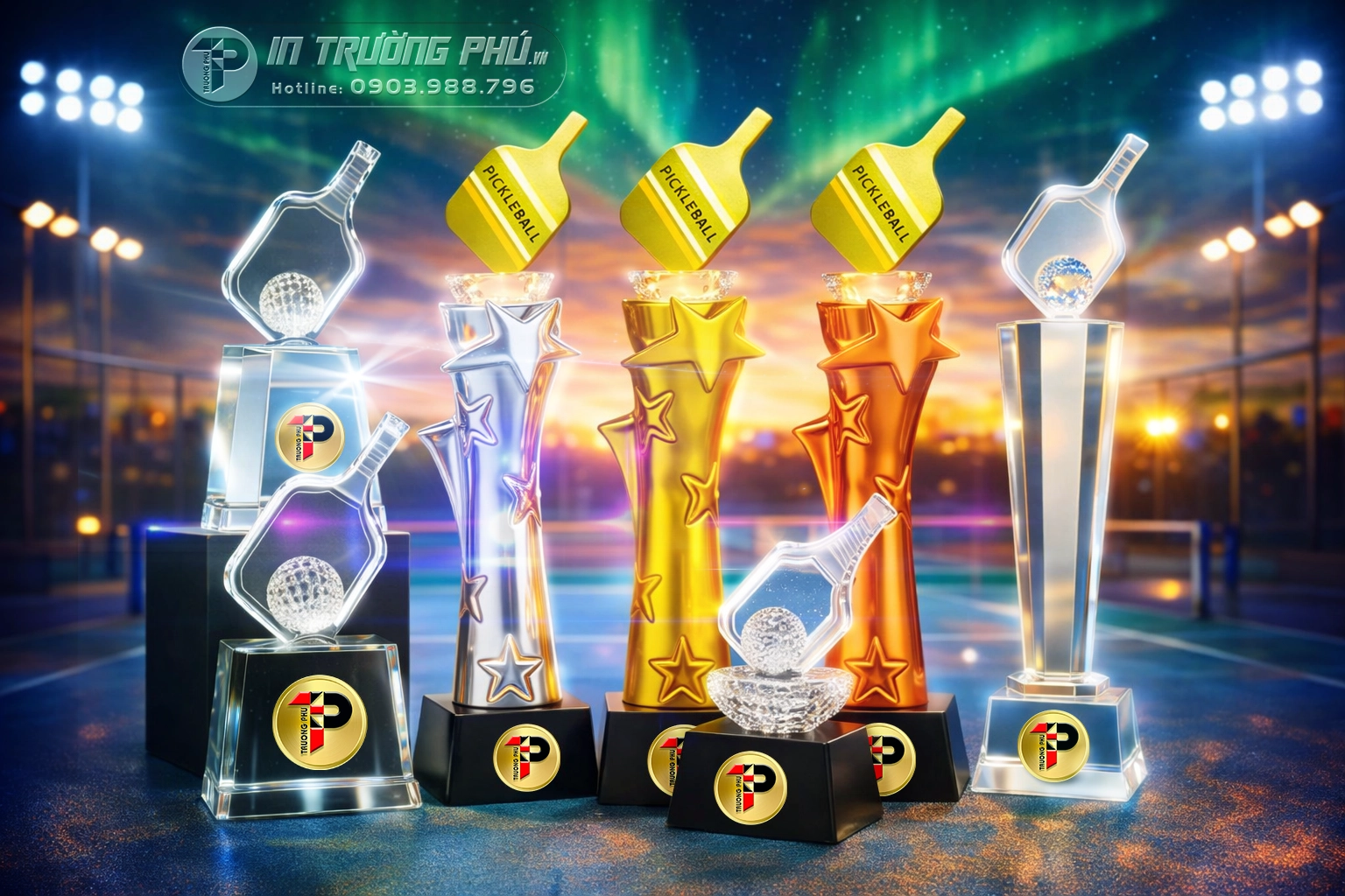 C&uacute;p pickleball - C&uacute;p trao giải vinh danh - In Trường Ph&uacute;
